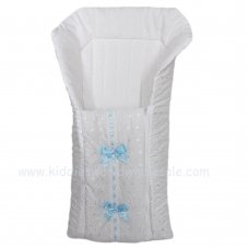 Broderie Anglaise Baby Nest With Ribbon & Bows: White/Sky